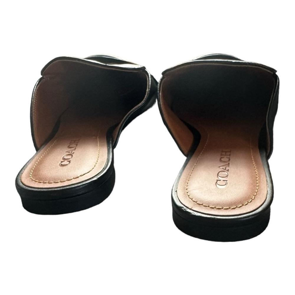 COACH Shea Black Leather Mules Slides Size 9.5 - Picture 6 of 11